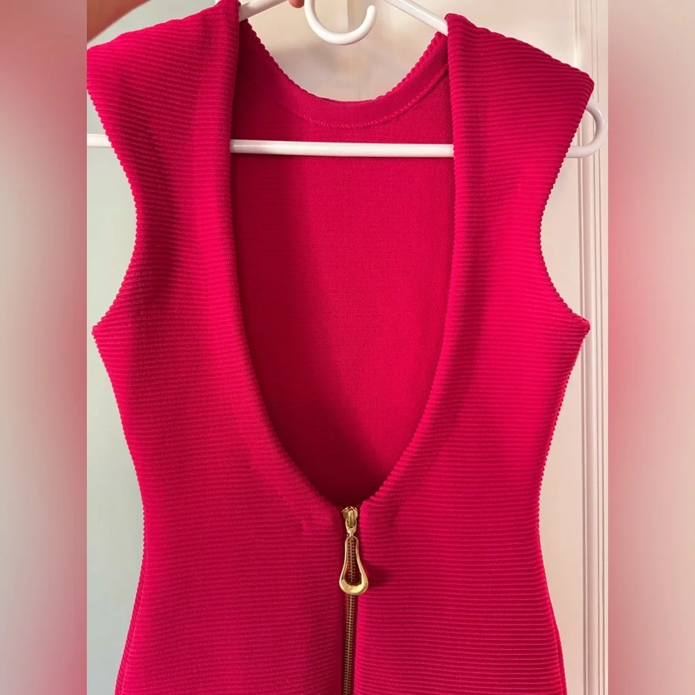 Aje Rushes Raffia Knit Midi Dress in Deep Fuschia Pink size small - Picture 7 of 13